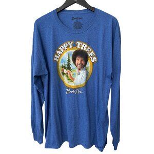 Bob Ross Happy Trees Long Sleeve Graphic Shirt Size XL Crewneck Casual Essential